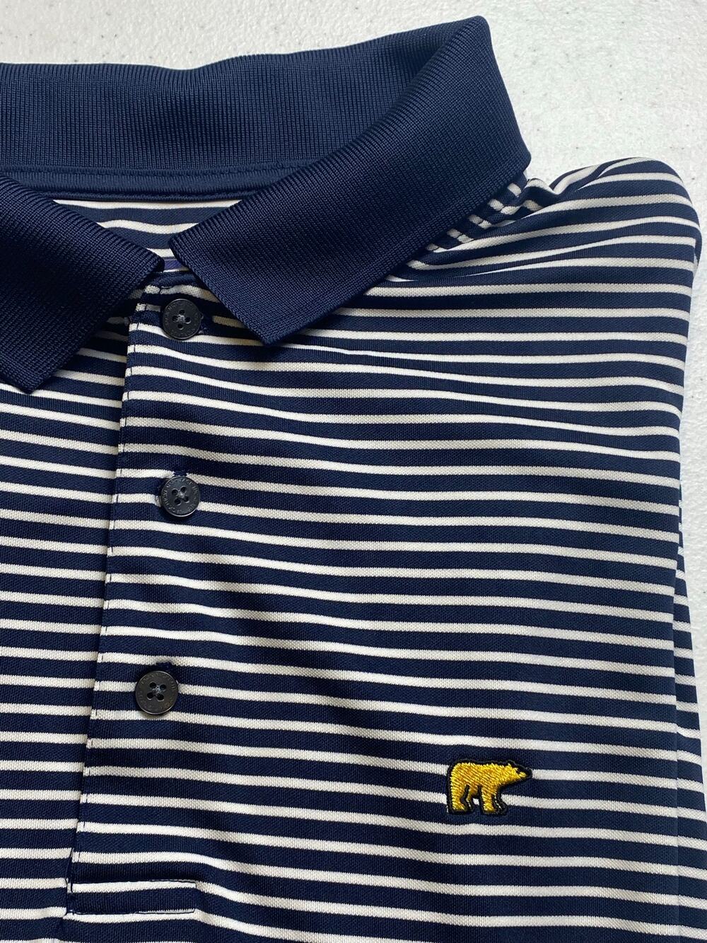 Jack Nicklaus Navy White Striped Golf Polo Athletic Men's Size Large